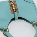 GUCCI New Jerky Shoulder Bag Leather Blue Gold 124407 Auth 147486-6