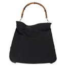 GUCCI Bamboo Hand Bag Nylon 2way Black Silver 001 1998 1577 Auth 147488-2