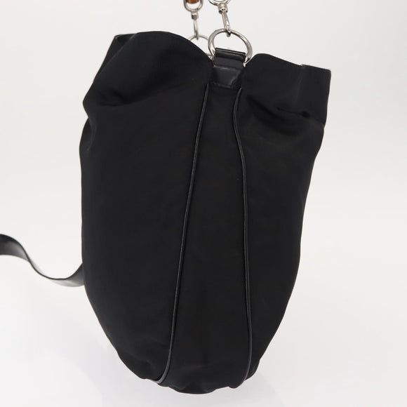 GUCCI Bamboo Hand Bag Nylon 2way Black Silver 001 1998 1577 Auth 147488