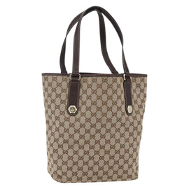 GUCCI GG Canvas Tote Bag Beige Gold 153009 Auth 147489