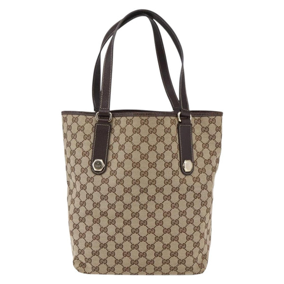 GUCCI GG Canvas Tote Bag Beige Gold 153009 Auth 147489