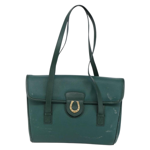 GUCCI Shoulder Bag Leather Green Gold 001 115 1199 Auth 147490