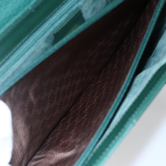 GUCCI Shoulder Bag Leather Green Gold 001 115 1199 Auth 147490