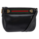 GUCCI Web Sherry Line Bag Leather Black Gold Red 001 406 0552 Auth 147492-1