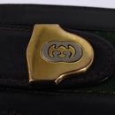 GUCCI Web Sherry Line Bag Leather Black Gold Red 001 406 0552 Auth 147492-10