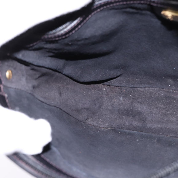 GUCCI Web Sherry Line Bag Leather Black Gold Red 001 406 0552 Auth 147492