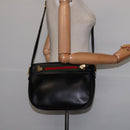 GUCCI Web Sherry Line Bag Leather Black Gold Red 001 406 0552 Auth 147492-22