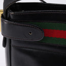 GUCCI Web Sherry Line Bag Leather Black Gold Red 001 406 0552 Auth 147492-3