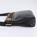 GUCCI Web Sherry Line Bag Leather Black Gold Red 001 406 0552 Auth 147492-4