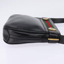 GUCCI Web Sherry Line Bag Leather Black Gold Red 001 406 0552 Auth 147492-5
