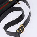 GUCCI Web Sherry Line Bag Leather Black Gold Red 001 406 0552 Auth 147492-8