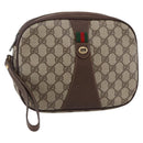 GUCCI GG Supreme Web Sherry Line Clutch Bag Beige Gold 156 01 034 Auth 147494-1