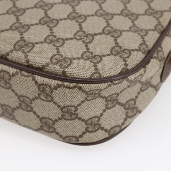 GUCCI GG Supreme Web Sherry Line Clutch Bag Beige Gold 156 01 034 Auth 147494