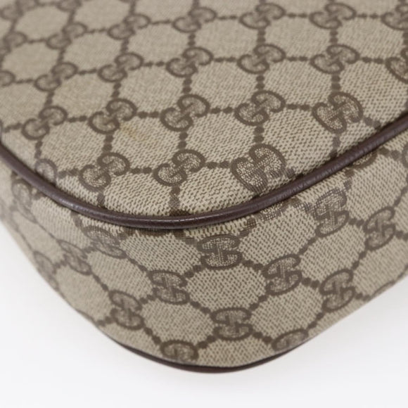 GUCCI GG Supreme Web Sherry Line Clutch Bag Beige Gold 156 01 034 Auth 147494