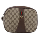 GUCCI GG Supreme Web Sherry Line Clutch Bag Beige Gold 156 01 034 Auth 147494-13