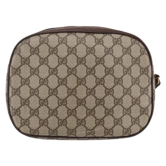 GUCCI GG Supreme Web Sherry Line Clutch Bag Beige Gold 156 01 034 Auth 147494