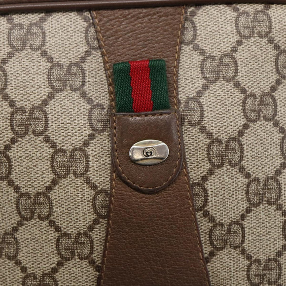 GUCCI GG Supreme Web Sherry Line Clutch Bag PVC Beige Gold 89 01 034 Auth 147495