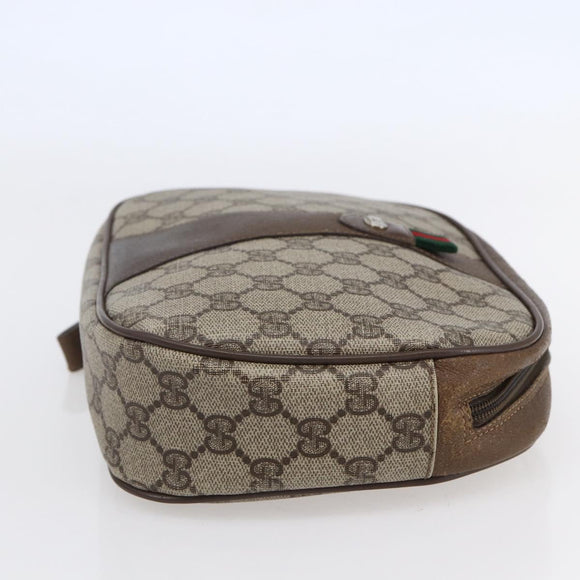 GUCCI GG Supreme Web Sherry Line Clutch Bag PVC Beige Gold 89 01 034 Auth 147495