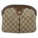 GUCCI GG Supreme Web Sherry Line Bag PVC Beige Gold 904 02 047 Auth 147496-13