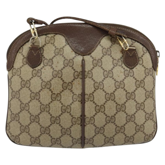 GUCCI GG Supreme Web Sherry Line Bag PVC Beige Gold 904 02 047 Auth 147496