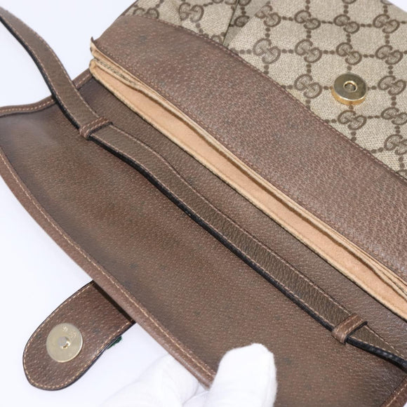 GUCCI GG Supreme Web Sherry Line Shoulder Bag PVC Beige 10 02 051 Auth 147497