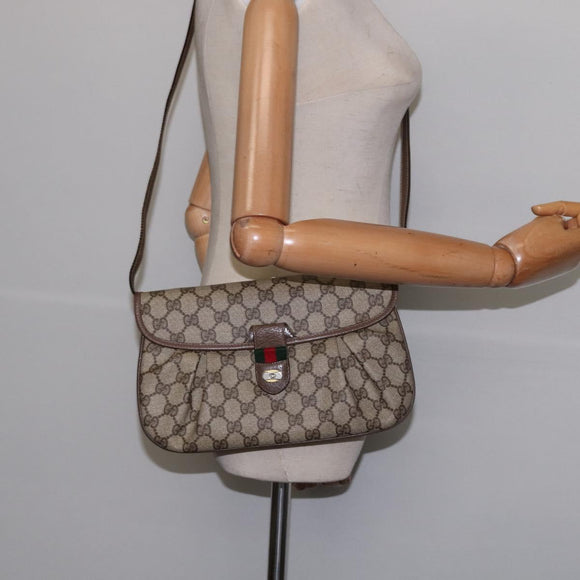 GUCCI GG Supreme Web Sherry Line Shoulder Bag PVC Beige 10 02 051 Auth 147497