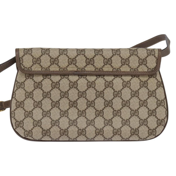 GUCCI GG Supreme Web Sherry Line Shoulder Bag PVC Beige 10 02 051 Auth 147497
