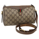 GUCCI GG Supreme Web Sherry Line Bag PVC Beige Gold 89 02 018 Auth 147498-1