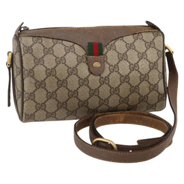 GUCCI GG Supreme Web Sherry Line Bag PVC Beige Gold 89 02 018 Auth 147498