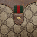 GUCCI GG Supreme Web Sherry Line Bag PVC Beige Gold 89 02 018 Auth 147498-17