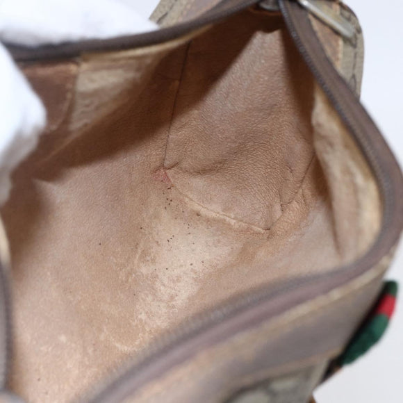 GUCCI GG Supreme Web Sherry Line Bag PVC Beige Gold 89 02 018 Auth 147498