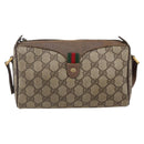 GUCCI GG Supreme Web Sherry Line Bag PVC Beige Gold 89 02 018 Auth 147498-13