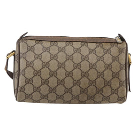 GUCCI GG Supreme Web Sherry Line Bag PVC Beige Gold 89 02 018 Auth 147498 - 0