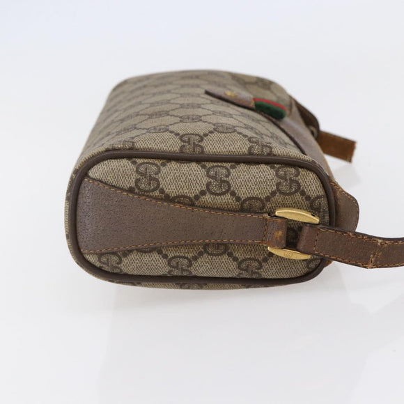 GUCCI GG Supreme Web Sherry Line Bag PVC Beige Gold 89 02 018 Auth 147498