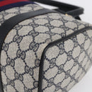 GUCCI GG Supreme Sherry Line Boston Bag PVC Navy Gold 40 3841 Auth 147499-9