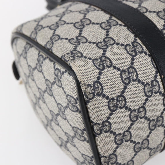 GUCCI GG Supreme Sherry Line Boston Bag PVC Navy Gold 40 3841 Auth 147499