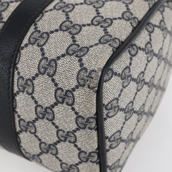 GUCCI GG Supreme Sherry Line Boston Bag PVC Navy Gold 40 3841 Auth 147499