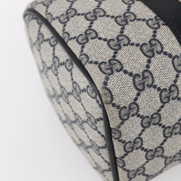 GUCCI GG Supreme Sherry Line Boston Bag PVC Navy Gold 40 3841 Auth 147499