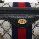 GUCCI GG Supreme Sherry Line Boston Bag PVC Navy Gold 40 3841 Auth 147499-17