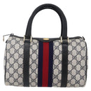 GUCCI GG Supreme Sherry Line Boston Bag PVC Navy Gold 40 3841 Auth 147499-13