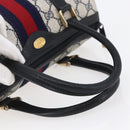 GUCCI GG Supreme Sherry Line Boston Bag PVC Navy Gold 40 3841 Auth 147499-7