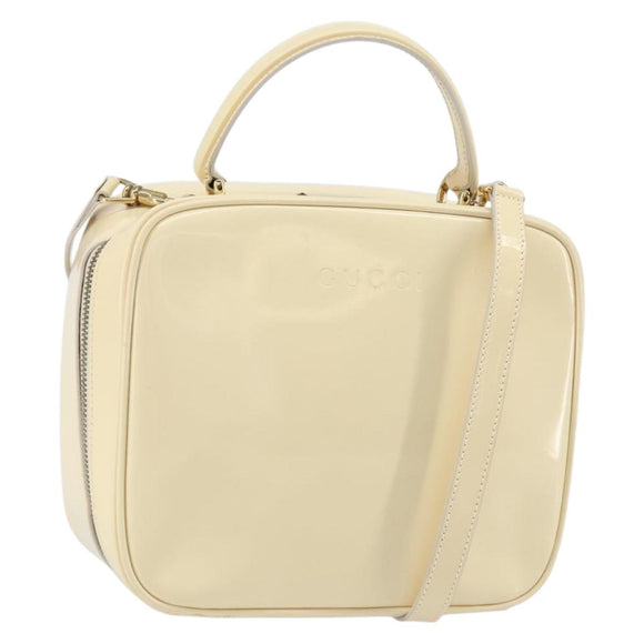 GUCCI Bamboo Hand Bag Enamel 2way Outlet White Gold 000 270 0323 Auth 147500
