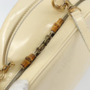 GUCCI Bamboo Hand Bag Enamel 2way Outlet White Gold 000 270 0323 Auth 147500-20