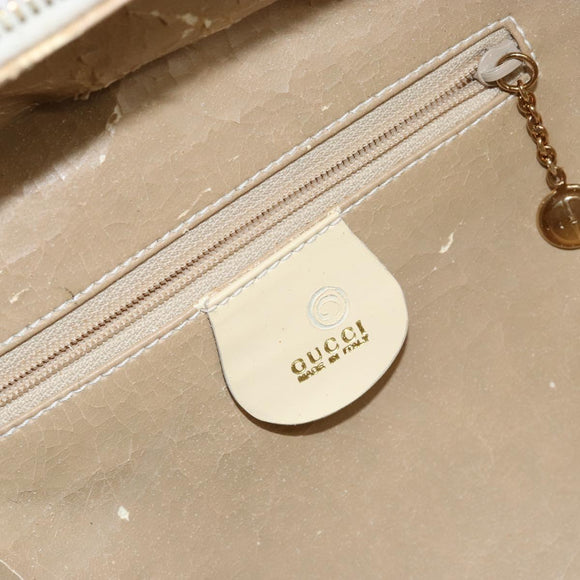 GUCCI Bamboo Hand Bag Enamel 2way Outlet White Gold 000 270 0323 Auth 147500
