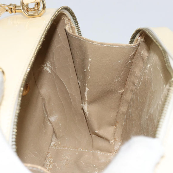 GUCCI Bamboo Hand Bag Enamel 2way Outlet White Gold 000 270 0323 Auth 147500