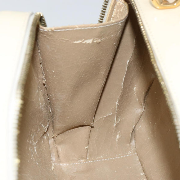 GUCCI Bamboo Hand Bag Enamel 2way Outlet White Gold 000 270 0323 Auth 147500