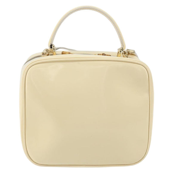 GUCCI Bamboo Hand Bag Enamel 2way Outlet White Gold 000 270 0323 Auth 147500