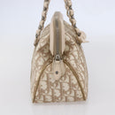 Christian Dior Trotter Canvas Romantic Tote Bag PVC Beige Silver Auth 147501-3