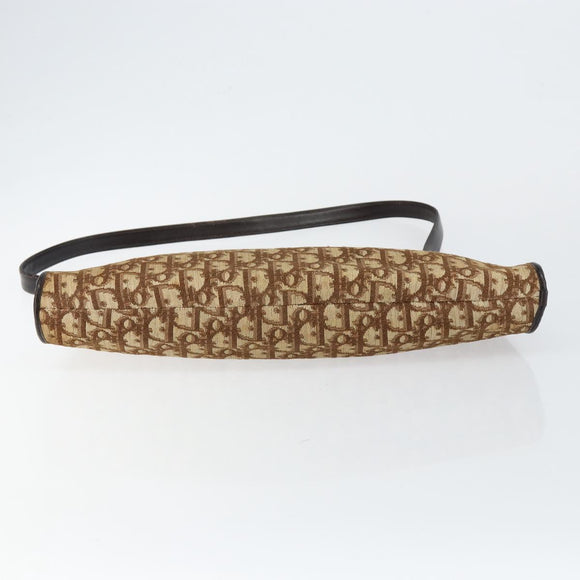 Christian Dior Trotter Canvas Shoulder Bag Brown Gold Auth 147503