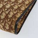 Christian Dior Trotter Canvas Shoulder Bag Brown Gold Auth 147503-16